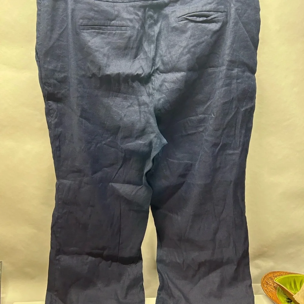 Talbots Navy Blue Linen Wide Leg Pants 20 Women’s Petite - Picture 2 of 8